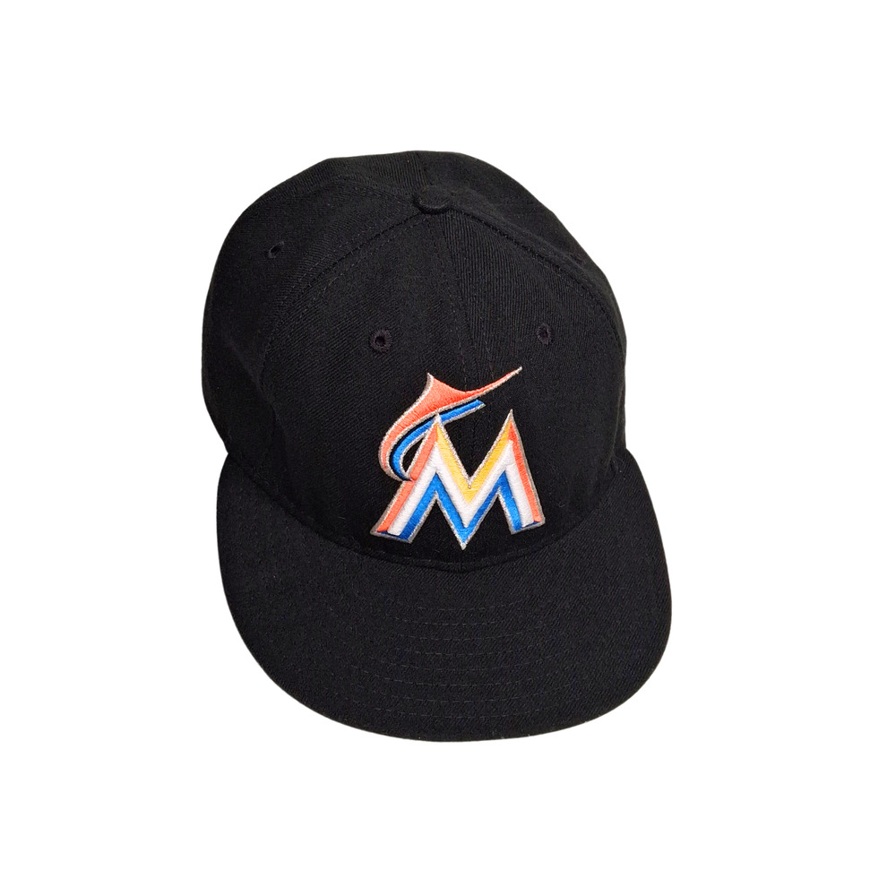 Miami Marlins New Era 59FIFTY Fitted Hat 7 1/4 MLB Authentic On Field Black Cap